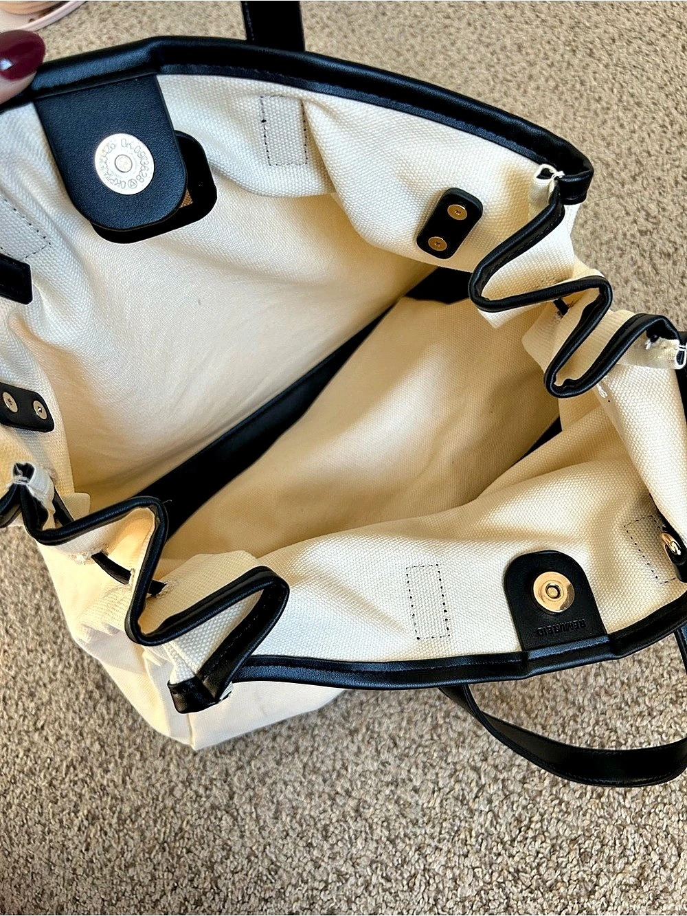 Anthropologie Canvas Tote in cream & Black - Picture 2 of 7